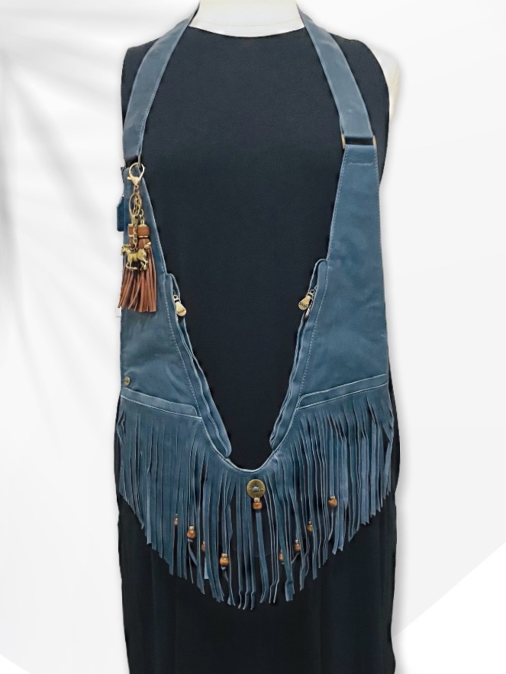 Sash Bag Fringed Leather Crossbody Uganda Collection BNIB